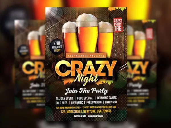 Retro Beer Club Party Flyer Template 1