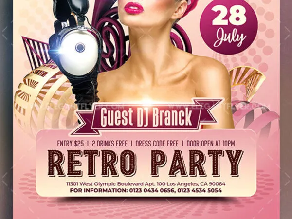 Retro Bold Party Flyer Template and Facebook Cover 1