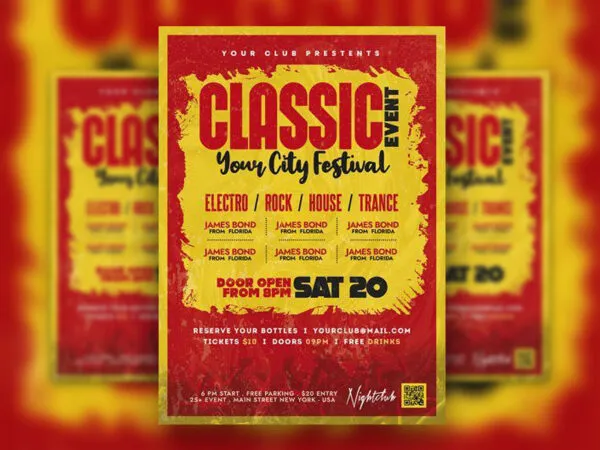 Retro Border Classic Music Event Flyer Template 1