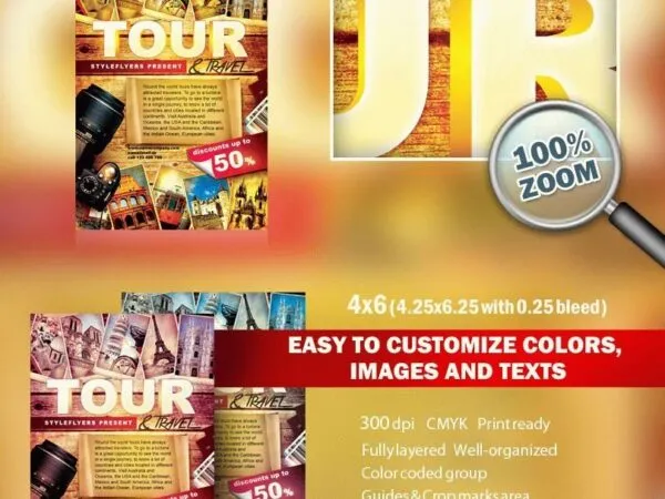 Retro Border Travel Flyer Template 1
