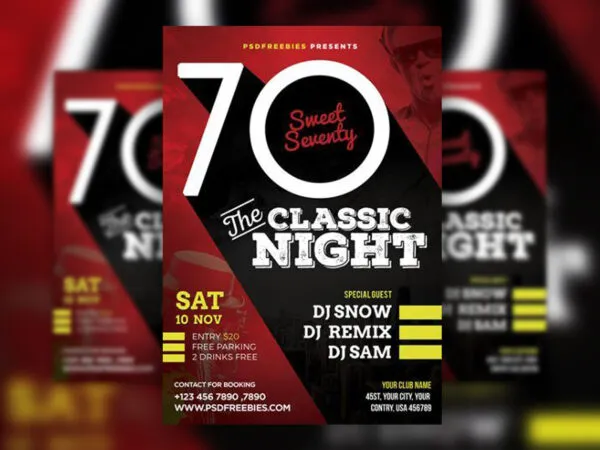 Retro Classic Concert and Nightclub Party Flyer Template 1