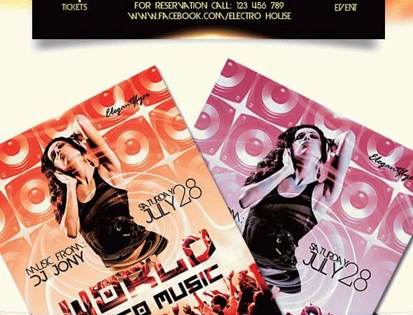 Retro Disco Music Flyer and Facebook Cover Template 1