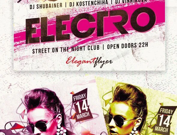 Retro Electro Club Flyer Template 1
