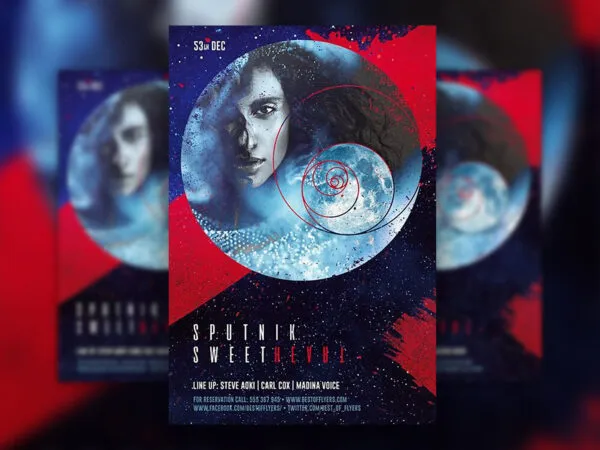 Retro Electro Party Flyer Instagram Post and Facebook Cover Templates 1