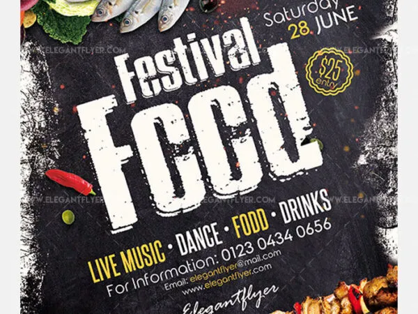 Retro Food Festival Flyer Template 1