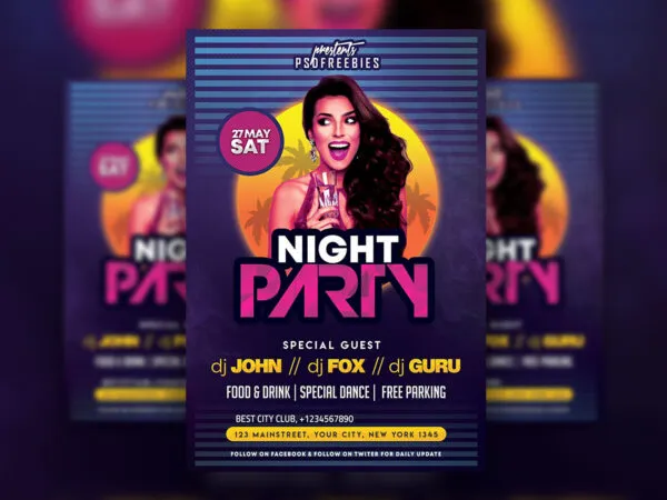 Retro Funky Nightclub Party Flyer Template 1