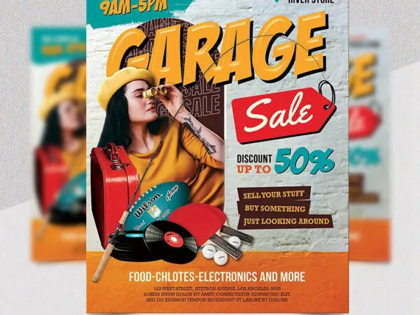 Retro Garage Sale Flyer Template 1