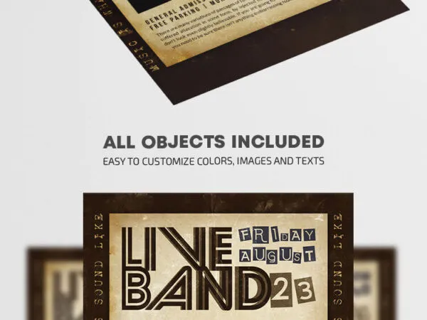 Retro Grid Live Band Show Flyer Template 1