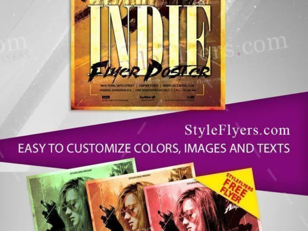 Retro Grunge Indie Party Flyer Template 1