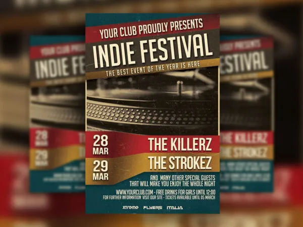 Retro Indie Festival Flyer Template 1