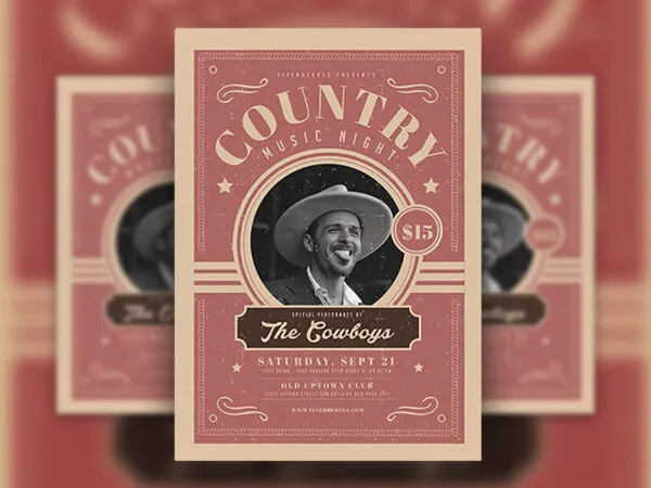 Retro Music Night Club Flyer Template 1