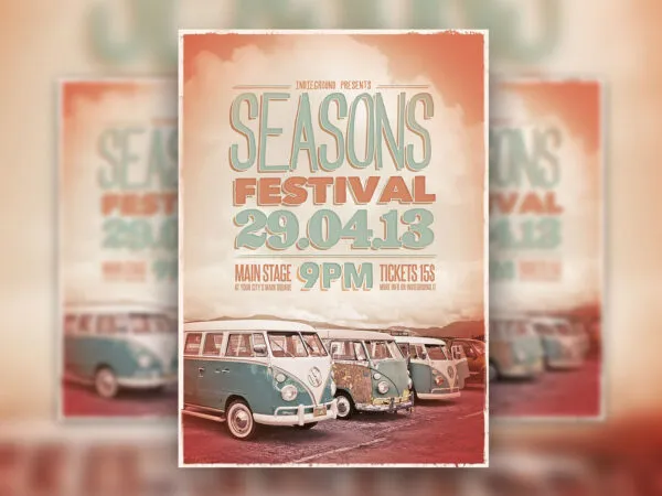 Retro Photo Season Festival Flyer Template 1