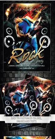 Retro Rock Party Flyer Template 1