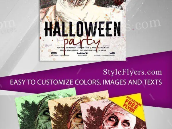 Retro Scary Halloween Party Flyer Template 1