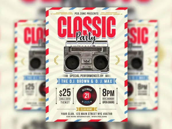 Retro Style Party Flyer Template 1