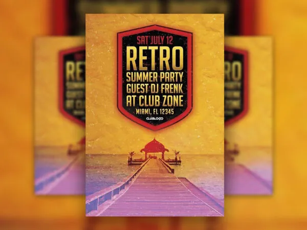 Retro Summer Beach Party Events Flyer Template 1