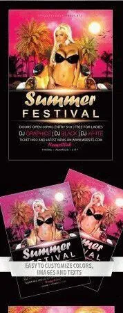 Retro Tropical Summer Festival Flyer Template 1