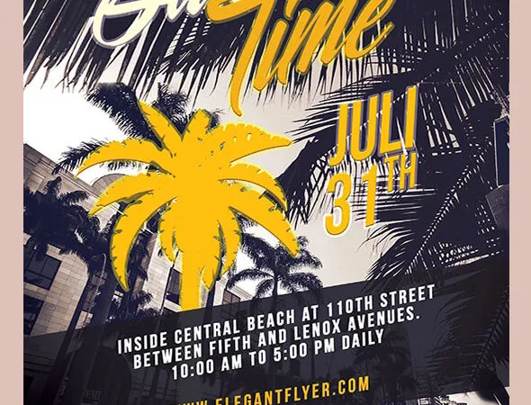 Retro Tropical Summers Time Flyer Template and Facebook Cover 1