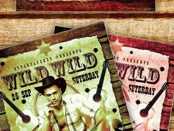 Retro Wooden Western Event Flyer Template 1