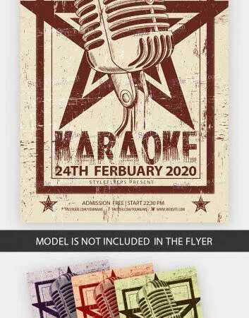 Retro and Border Karaoke Flyer Template 1