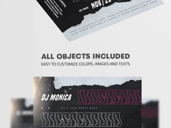 Retro and Pattern Underground Party Flyer Template 1