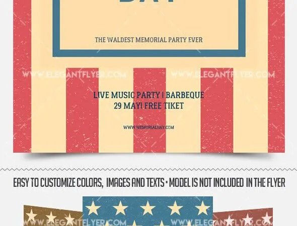 Retro and Square Memorial Day Flyer Template Plus a Facebook Cover 1