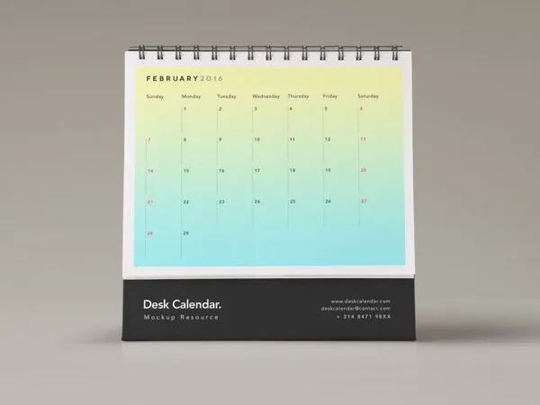 Ringed Calendar on a Desk Mockup 1