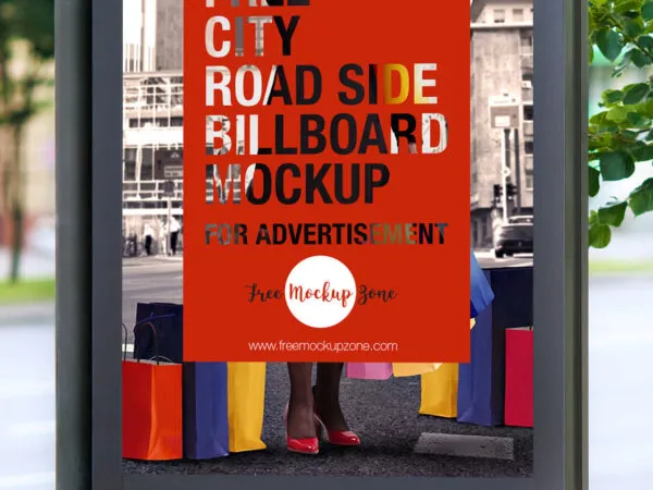 Roadside Billboard Mockup with Pillar 1