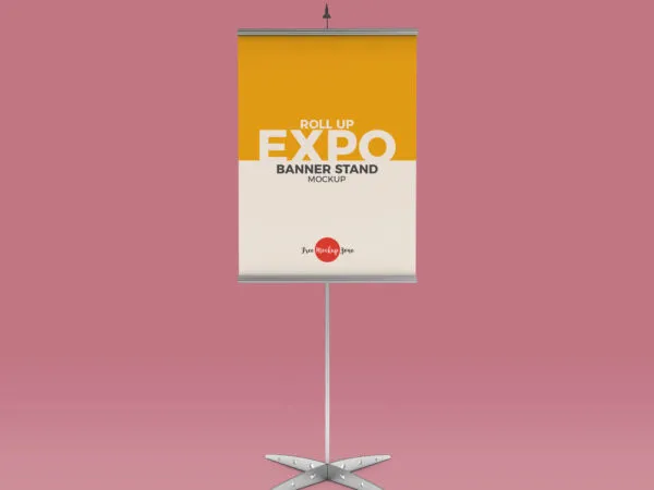 Roll Up Expo Banner on a Metal Stand Mockups 1