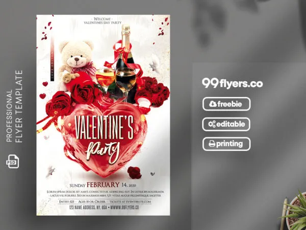 Romantic Valentines Day Party Event Flyer 1