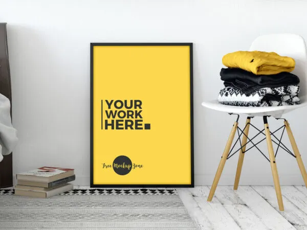 Room Interior Standing Poster Front View Mockup 1