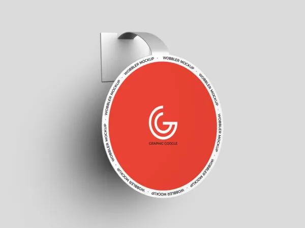 Round Advertising Wobbler Mockup Attached to a Solid Surface 1