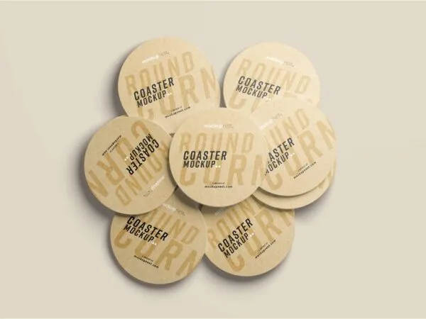 Round Coasters Mockup in 4 Varied Visions 1
