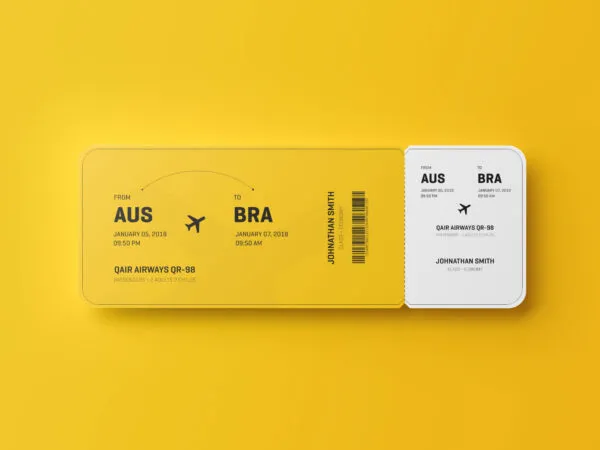 Round Corner Event Ticket Mockup in 3 Showcases 1