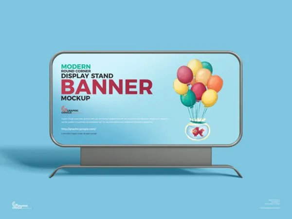 Round Corner Standing Banner Mockup in Front Sight 1
