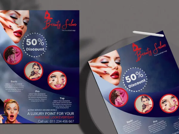 Round Grid Beauty Salon Flyer Template 1