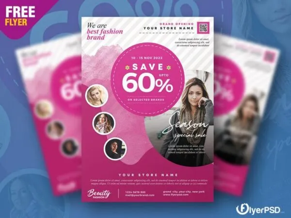 Round Grid Fashion Sale Flyer Template 1