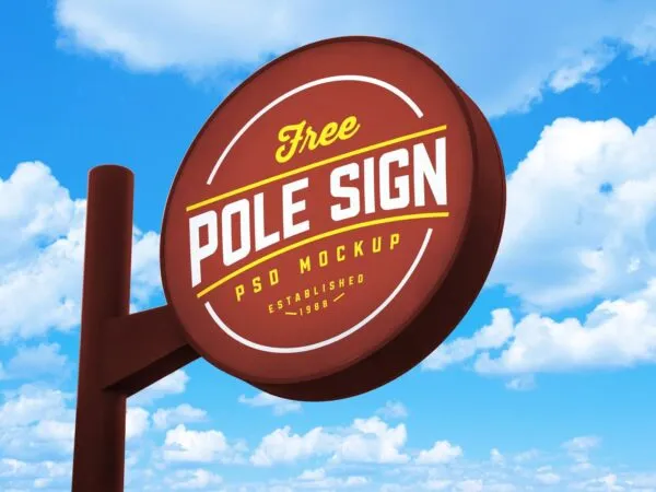 Round Metal Pole Signage Mockup 1