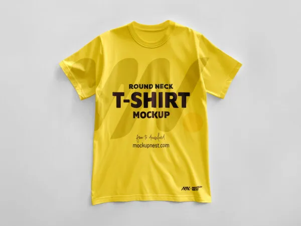 Round Neck T shirt Mockup on Floor 1