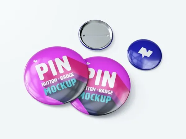 Round Pin Button Mockup In 2 Different Sizes 1