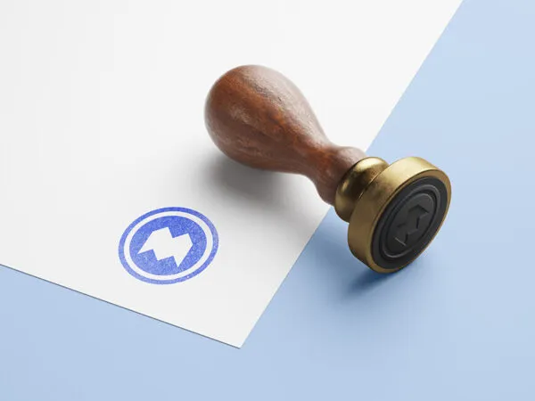 Round Shape Rubber Stamp with Wooden Look Mockup 1