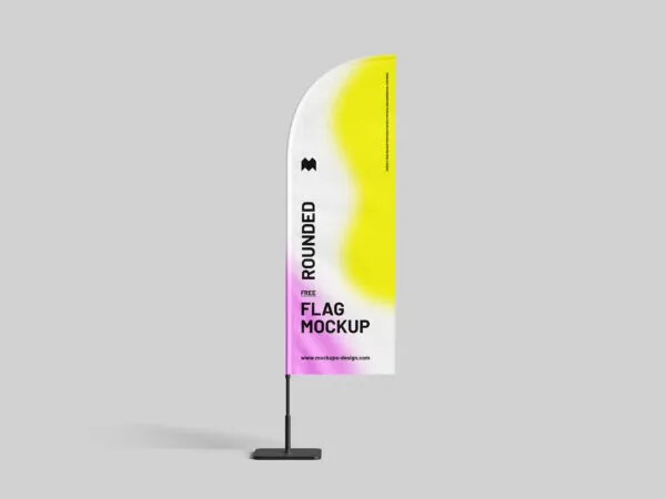 Rounded Flag Mockup in 3 Shots 1