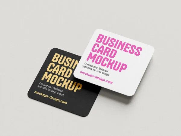 Rounded Square Business Cards Mockup in 6 Shots 1