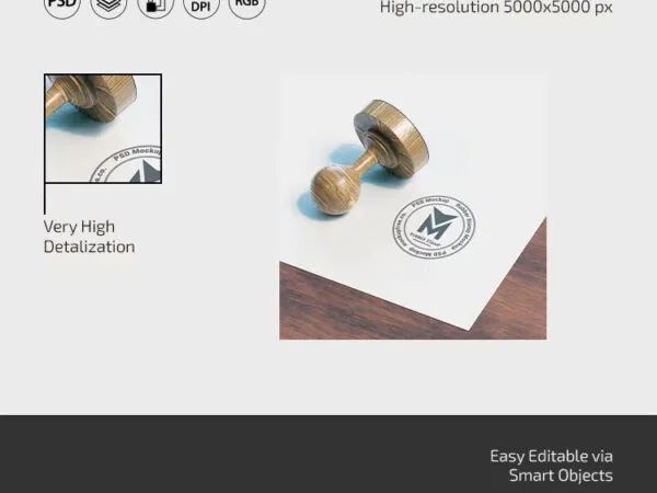 Rubber Stamp Mockup in 3 Shots 1