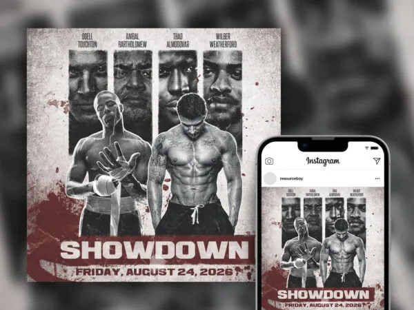 Rustic Bloody Grid Fight Night Instagram Post Template 1