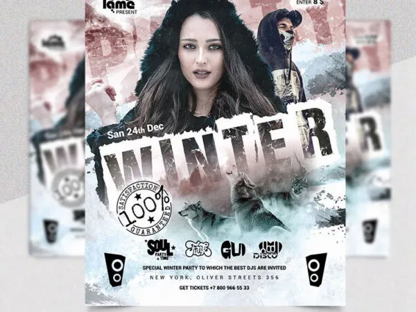 Savage Cool Winter Party Flyer Template 1