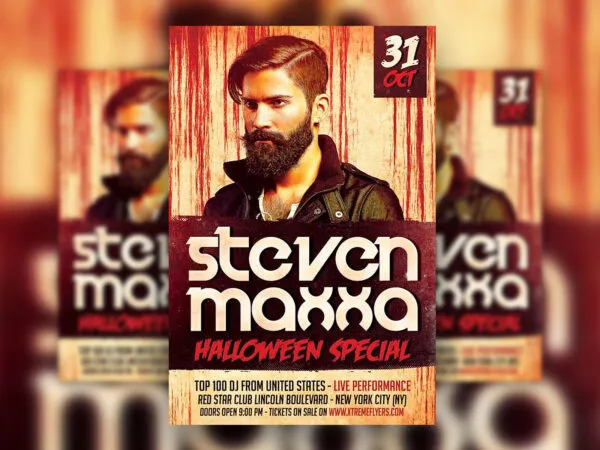 Scary DJ Live Performance Flyer Template for Halloween 1