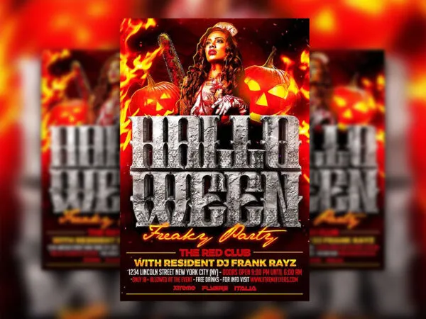 Scary Halloween Club Party Flyer Template 1