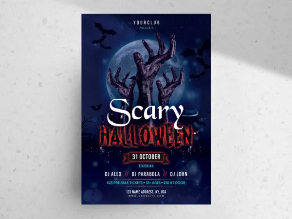 Scary Modern Halloween Flyer Template 1