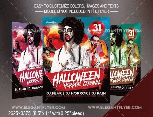 Scary Modern Halloween Flyer and Facebook Cover Templates 1
